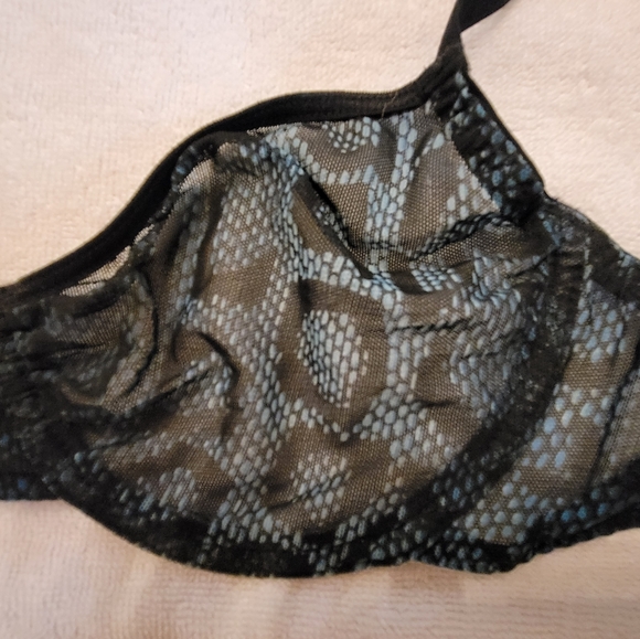 Joe Boxer Blue and Black Snake Print Sheer Bra, 36B - Picture 2 of 4